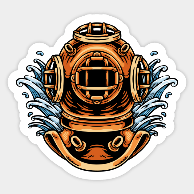 Vintage Deep Sea Diver Helmet Sticker by SLAG_Creative